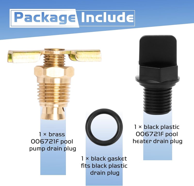 GRONGU 006721F Pool Heater Drain Plug Compatible with Raypak Capron Drain Plug, Pool Heater Parts Fits for Raypak RP2100 Digital Gas Models R185A-R405A, R185B-R405B, 206A-406A, 207A-407A - Image 2
